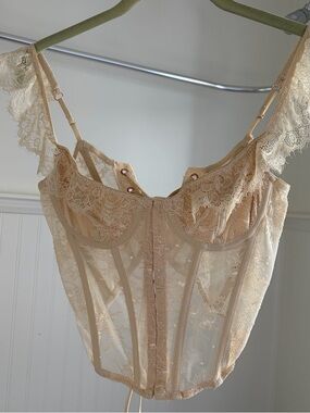 Delicate Lace Corset Bodice - Nude